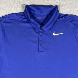 Nike‎ Shirt Mens Large Blue Golf Polo Performance Stretch Dri-Fit Casual Preppy